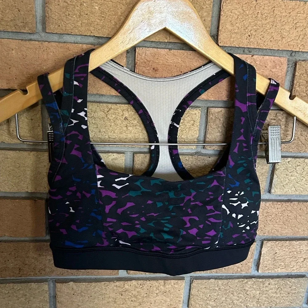 Lululemon Splendour Sports Bra Shadow Wrap Multi / Black Padded Racerback Size 4
